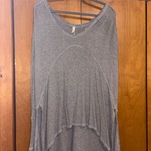 Free People Gray Asymmetrical Off Shoulder Shirt